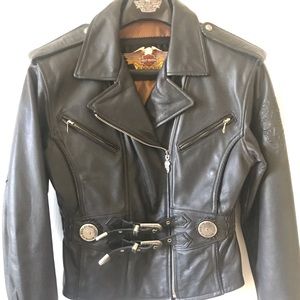 Harley Davidson women’s leather jacket with chaps